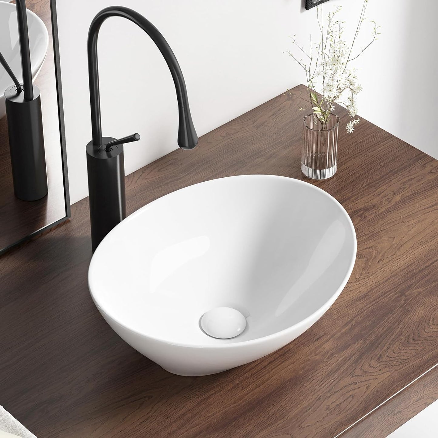 Oval Bathroom Vessel Sink Above Counter for Modern Spaces