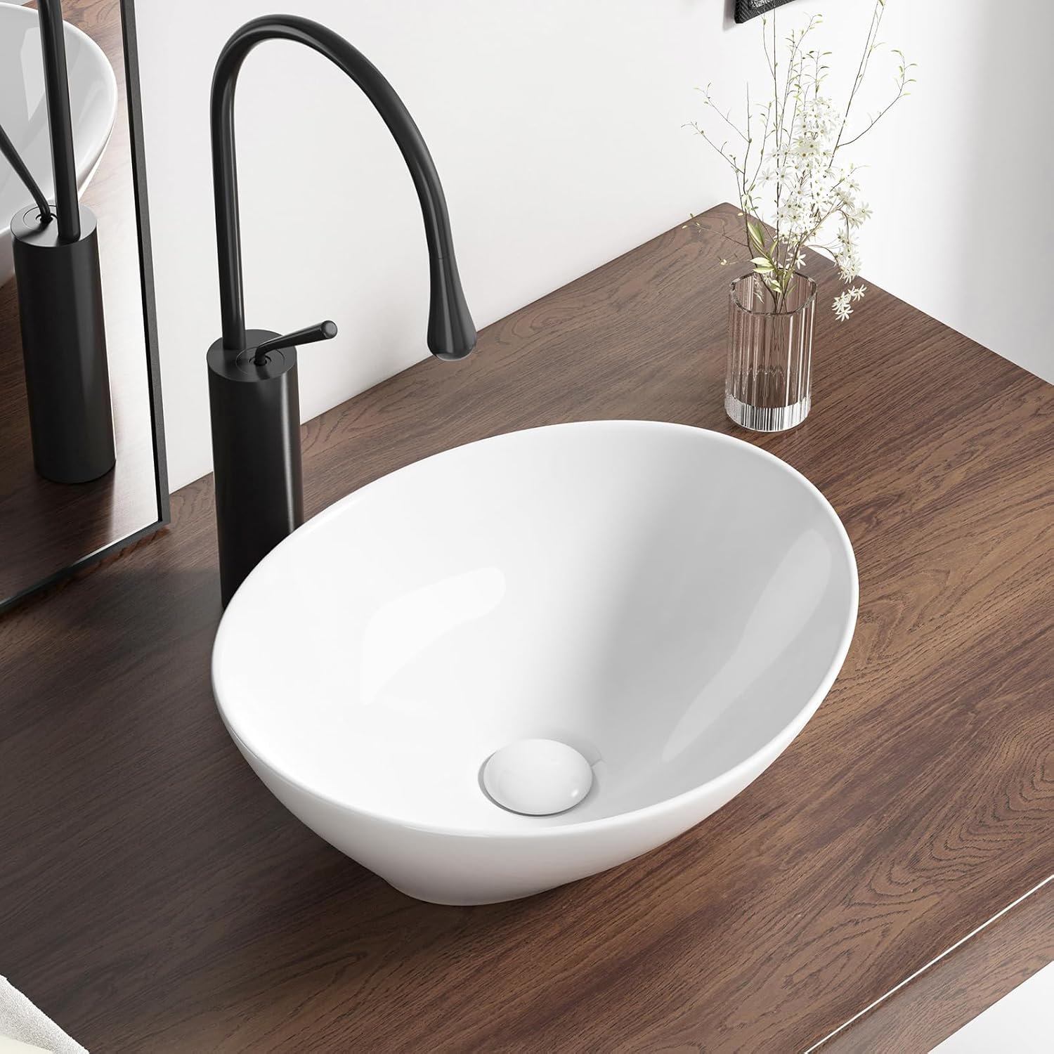 Oval Bathroom Vessel Sink Above Counter for Modern Spaces