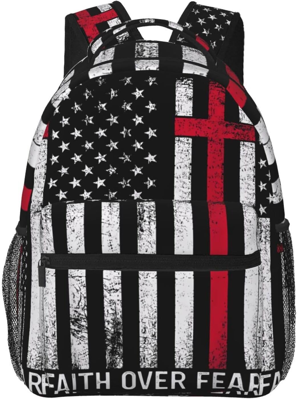 Faith Over Fear Patriotic Christian Cross Laptop Backpack