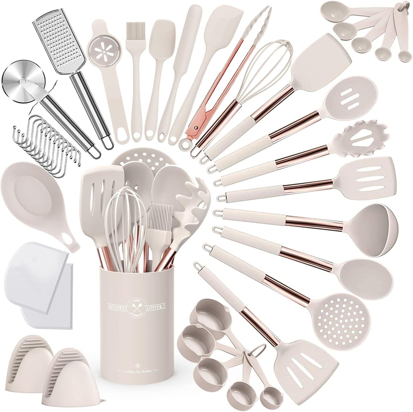 Umite Chef 43 pcs Silicone Kitchen Utensil Set - Khaki Color
