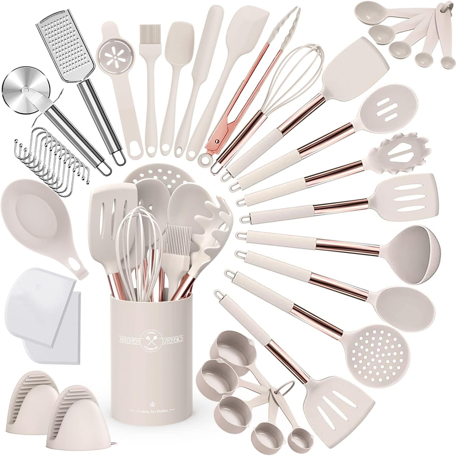 Umite Chef 43 pcs Silicone Kitchen Utensil Set - Khaki Color
