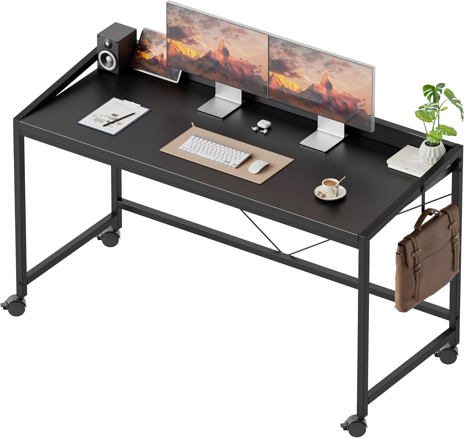 Mericonia Rolling Computer Desk with Wheels for Small Spaces