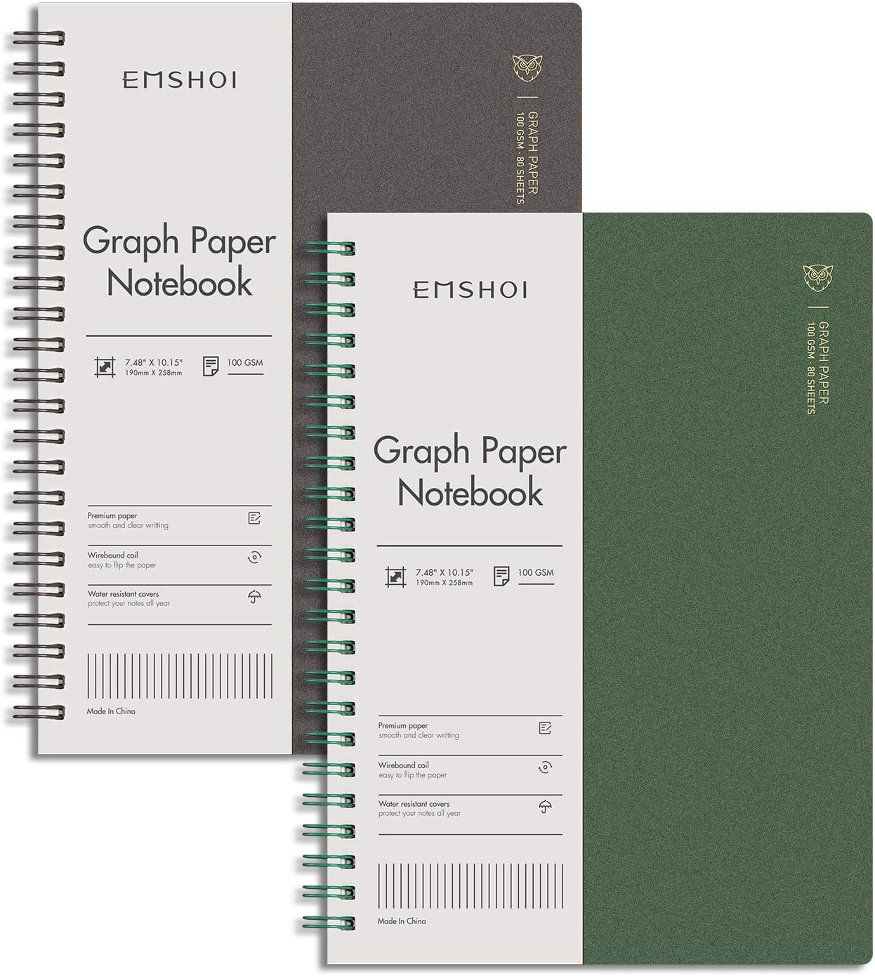 2 Pack B5 Graph Paper Notebooks - 320 Pages 100gsm Thick Grid - Engineering Work Essential