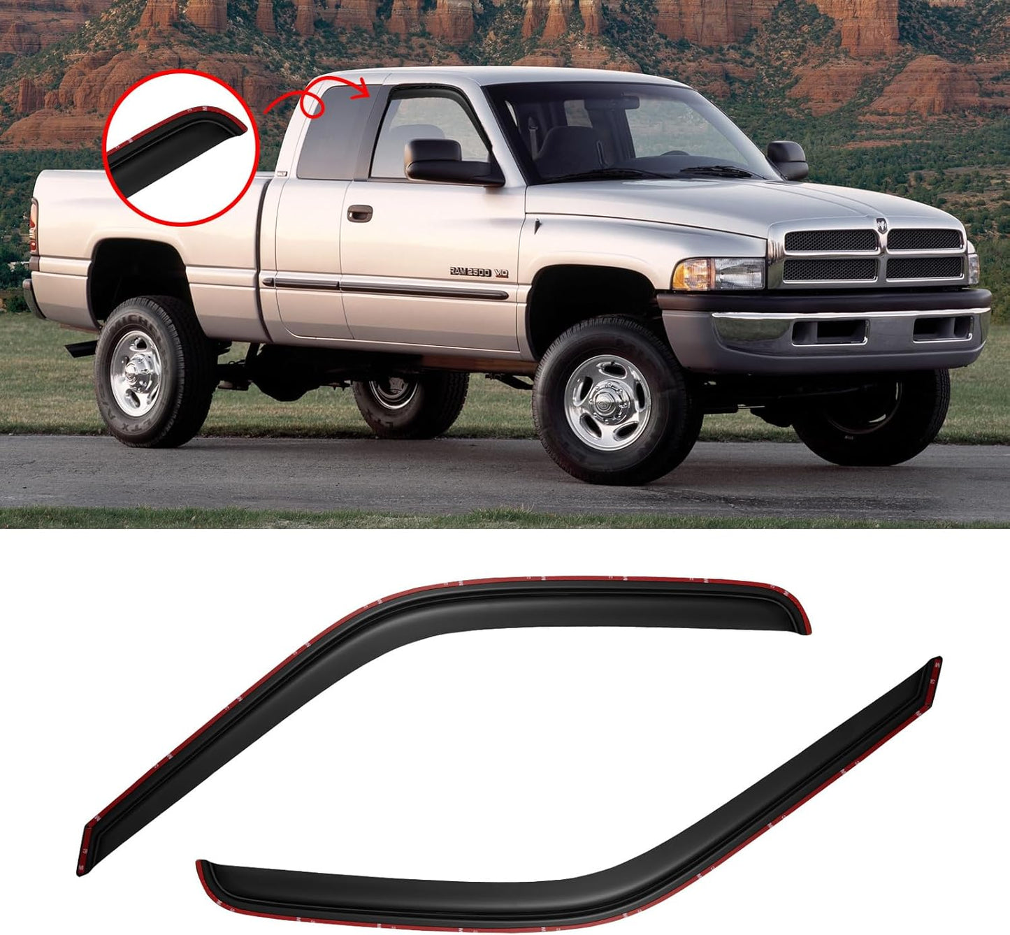 In-Channel Window Visor for Dodge Ram 1500 2500 3500 Pickup