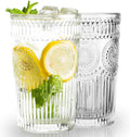 Lead-Free Crystal Highball Glasses Set - Elegant Sunflower Design