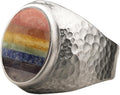 Seven Chakra Oval Amazonite Ring for Men - 24K Gold Vermeil