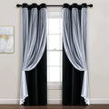 Sheer Grommet Curtains 38in x 84in Black Pair - Insulated Blackout