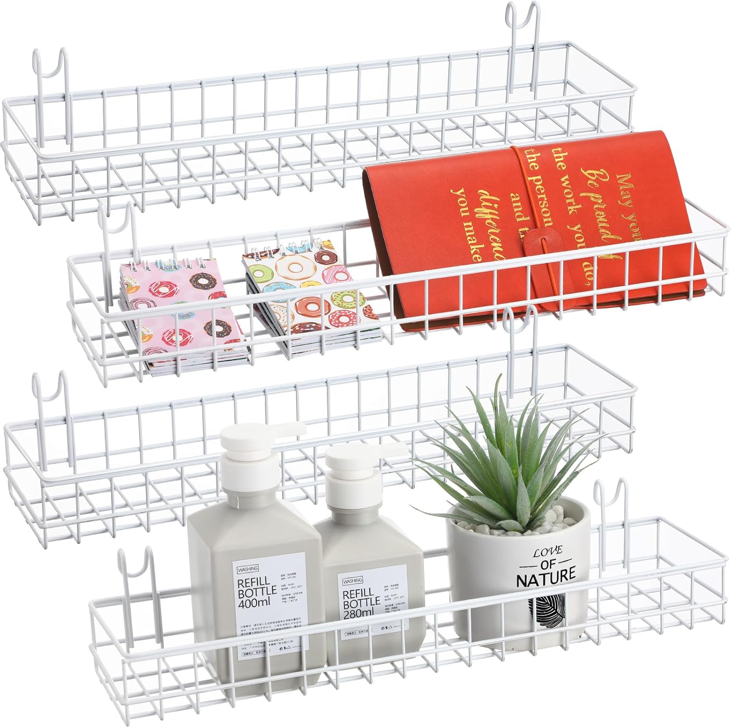 Metal Grid Wall Baskets for Versatile Kitchen and Home Storage