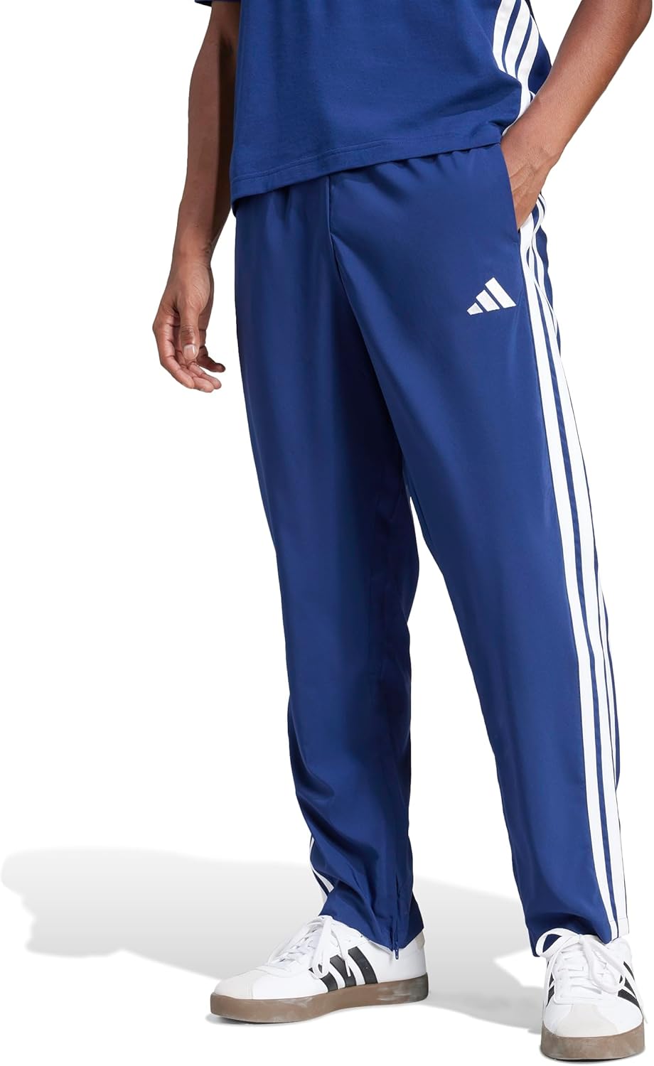 adidas Mens Essentials 3-Stripes Open Hem Pants for Comfort
