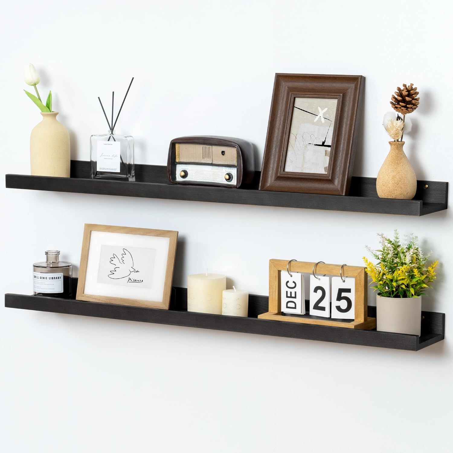Picture Ledge Shelf for Wall - Solid Pine Wood Nursery Storage