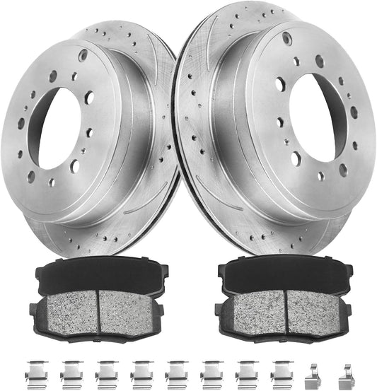 MOTOREVO Rear Brake Pads And Rotors Kit for Toyota Tundra