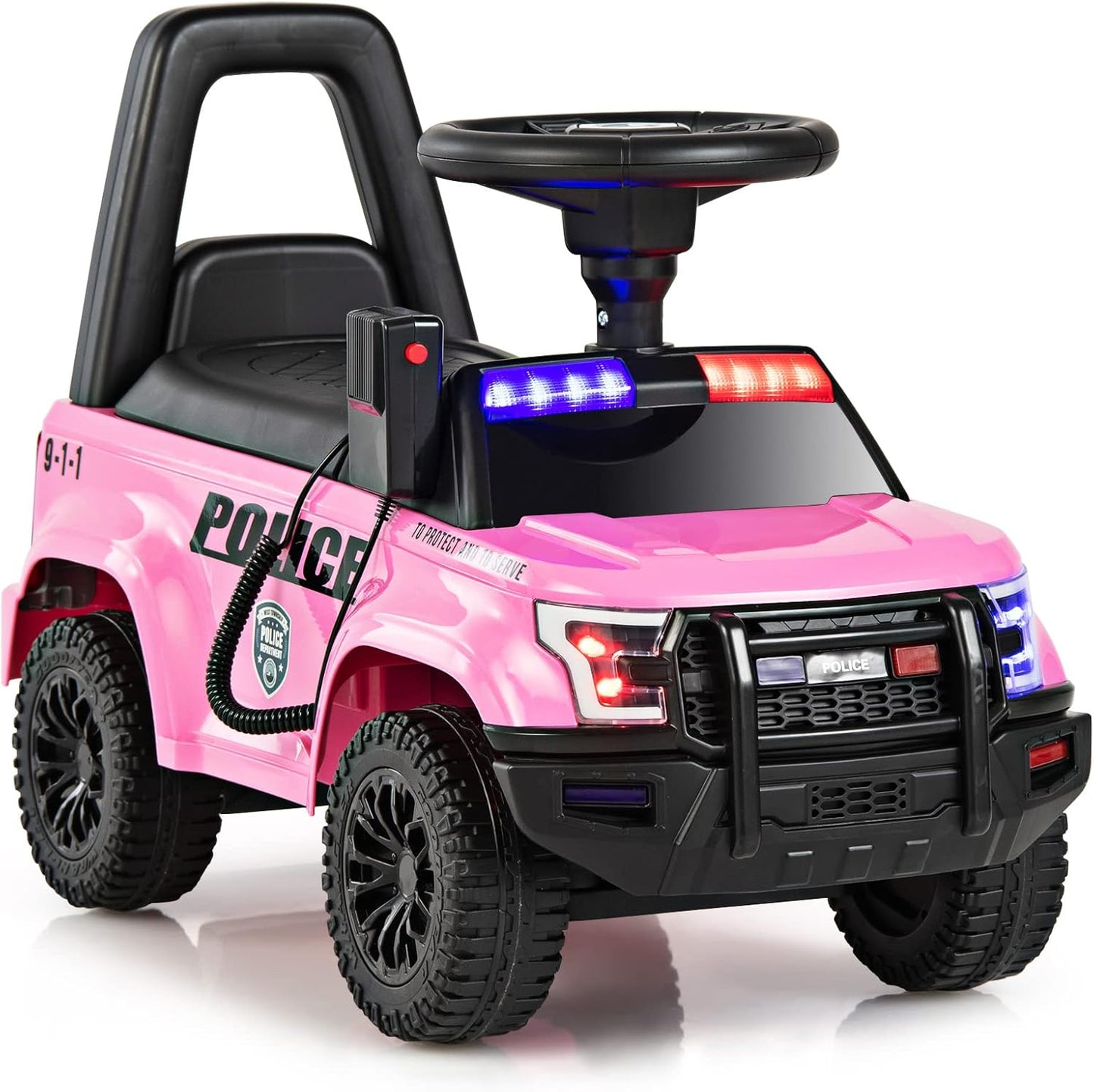 OLAKIDS Ride On Push Police Car for Toddlers with Siren & More