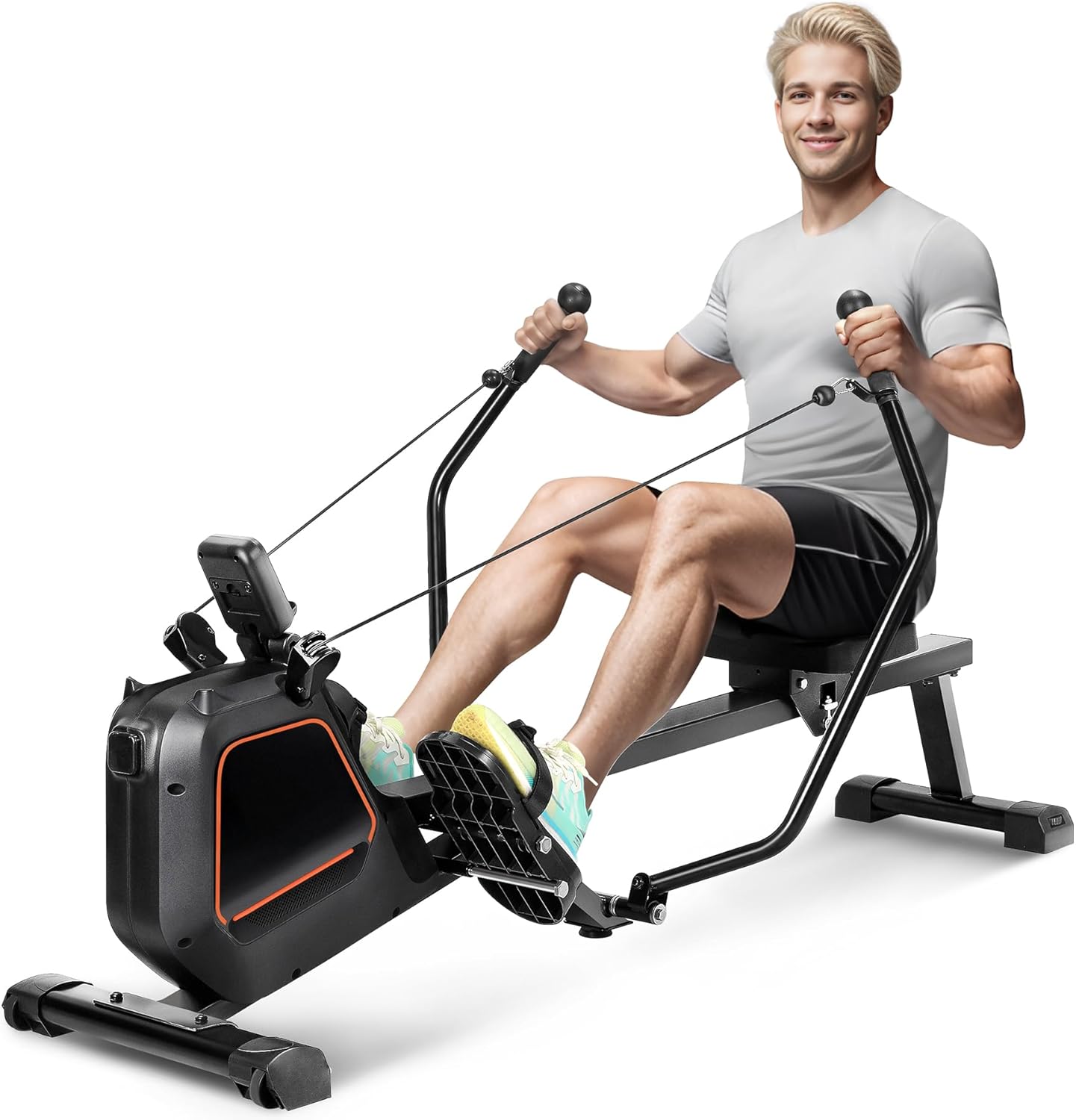 Compact Foldable Rowing Machine - Silent Resistance, Max 350 lbs Capacity