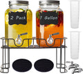 1 Gallon Glass Drink Dispenser with Stand, 2 Pack - Party Ready