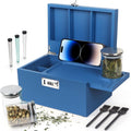 Large Blue Bamboo Box with Combination Lock - Secure Decorative
