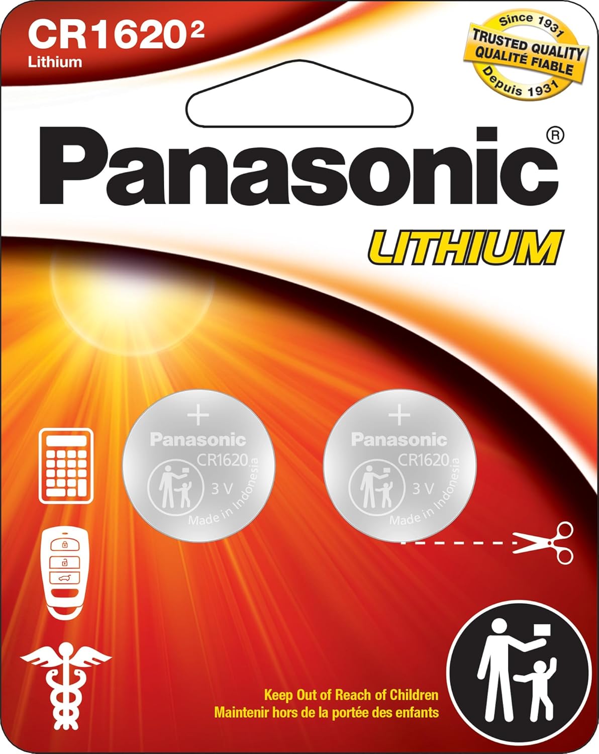 Panasonic CR1620 Long Lasting Lithium Batteries