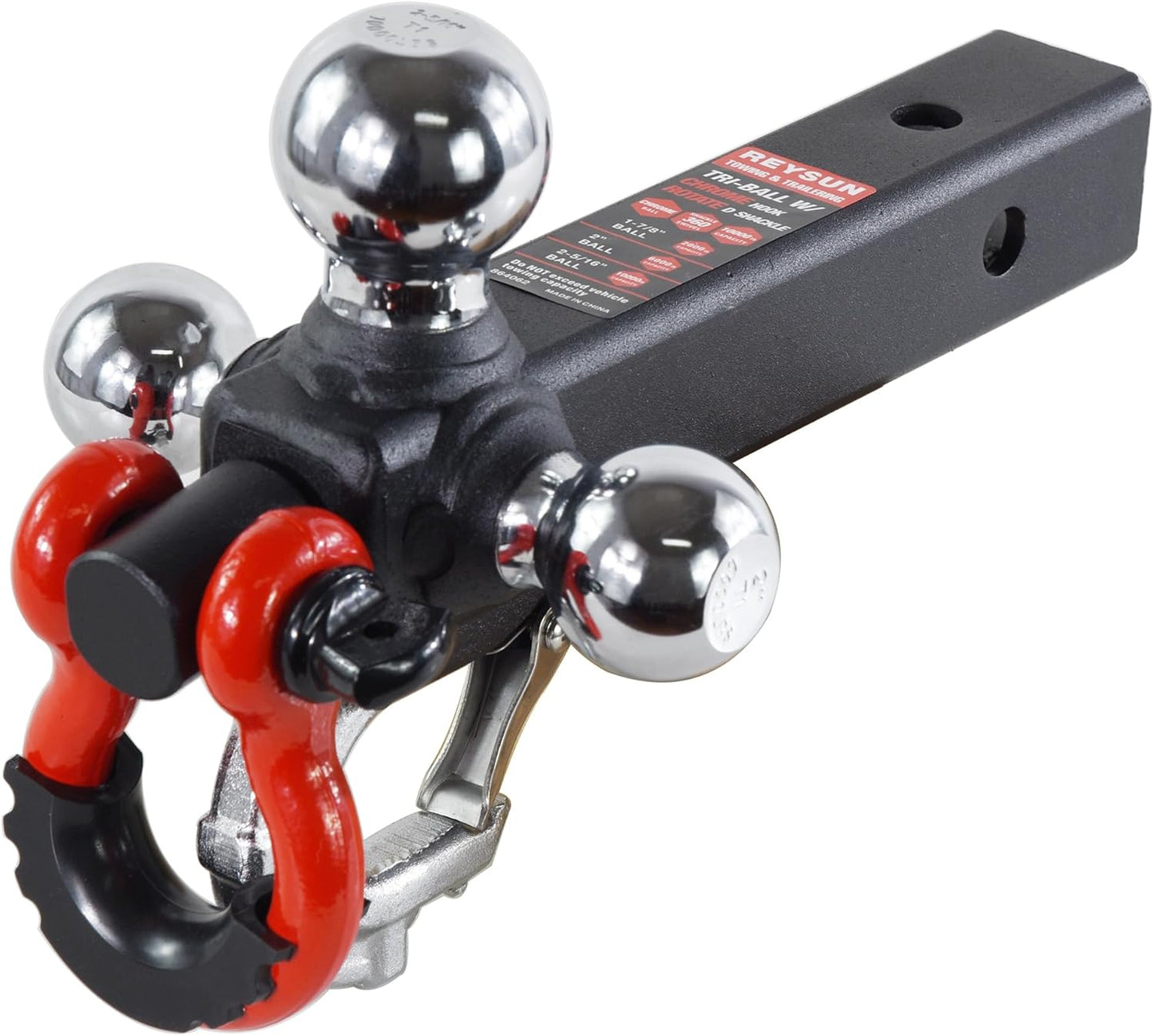 Trailer Hitch Tri-Ball with Rotatable Tow Shackle for Towing