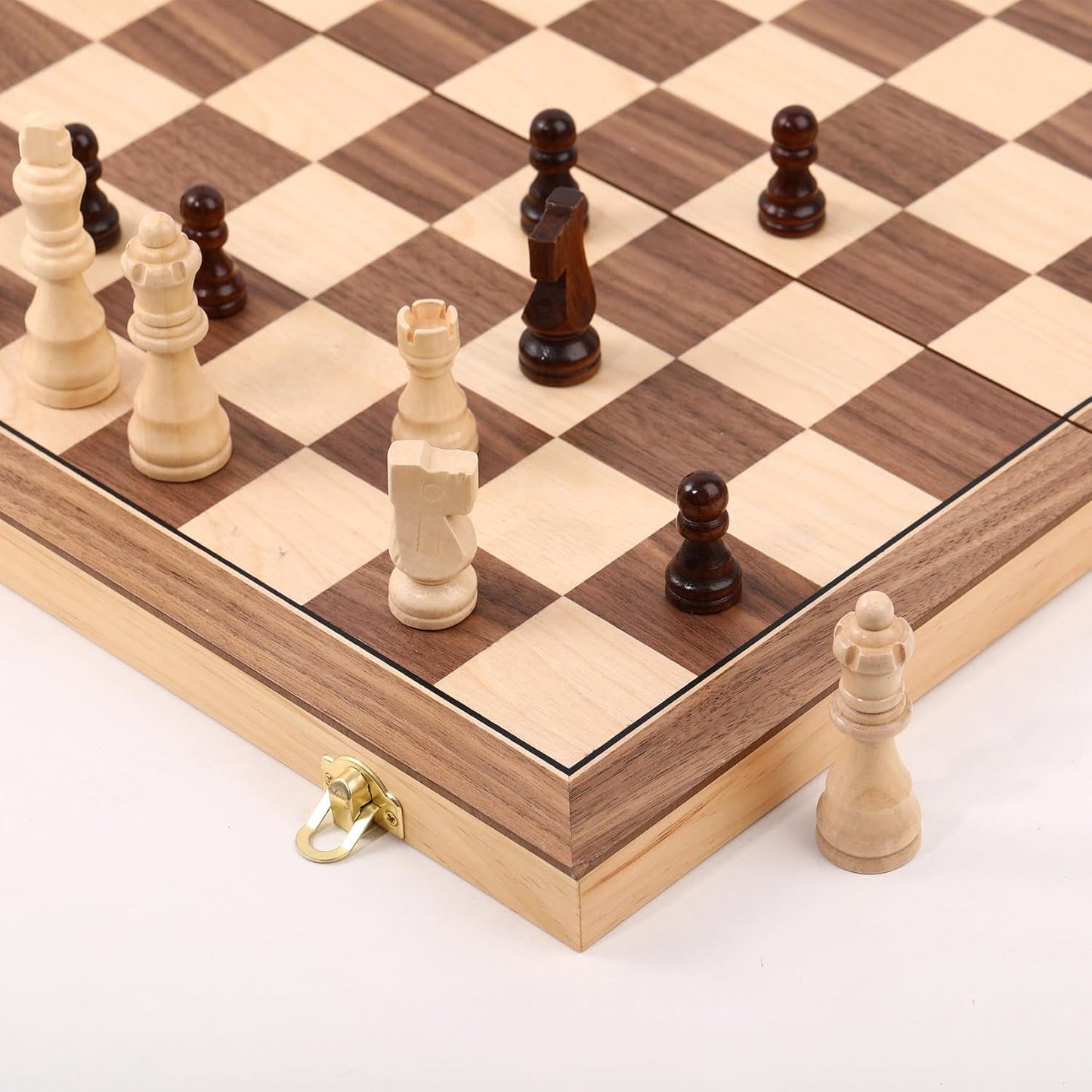 Wooden Chess Set with Folding Board - Classic Magnetic 15in
