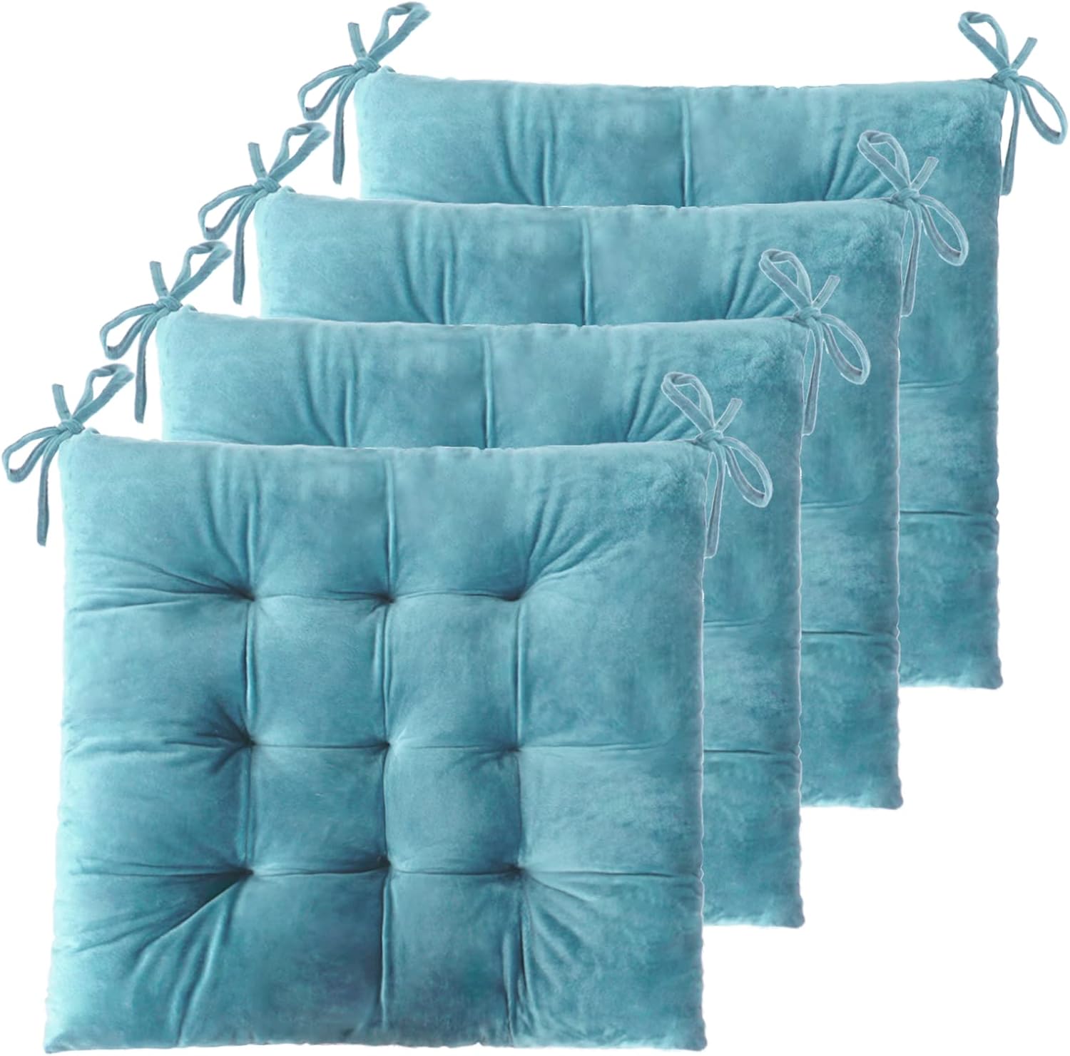 ELFJOY 4 Pack Chair Cushions for Dining Chairs - Blue Velvet