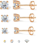 3 Pairs Moissanite Stud Earrings for Women Men - D Color VVS1 1.8CT