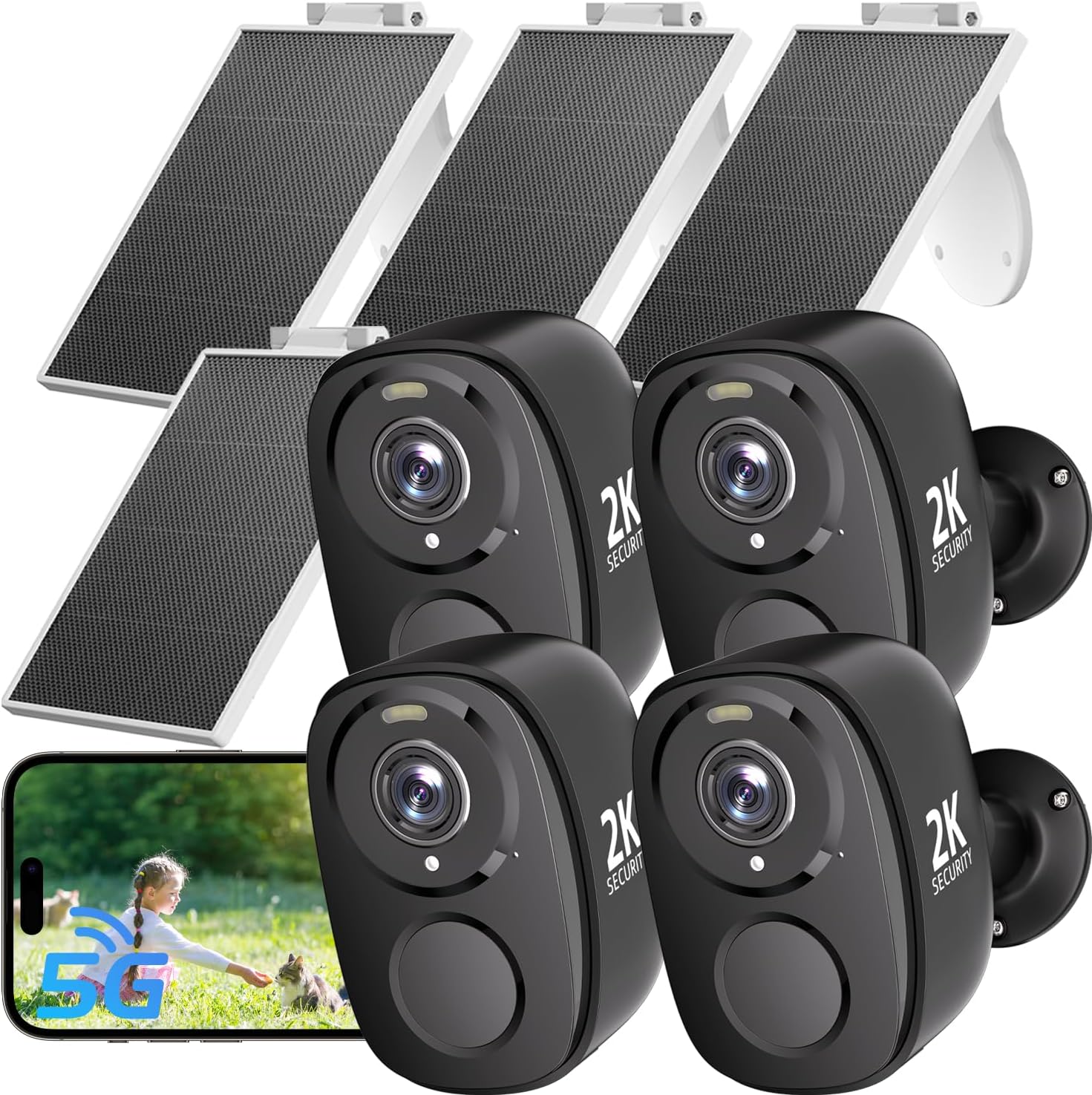 2.4&5GHz WiFi Solar Security Cameras Wireless Outdoor System