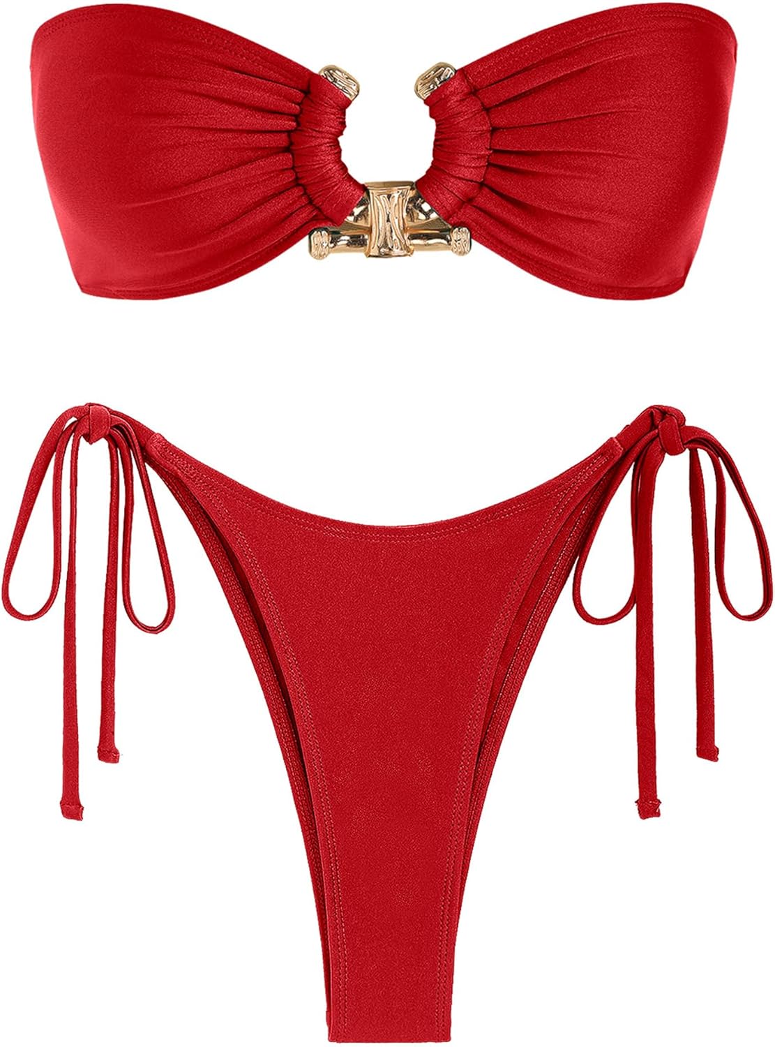 ZAFUL Metal Ring Bandeau Bikini Set for Stylish Beach Days