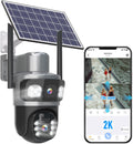 SANSCO 2K 4MP Dual-Lens Solar Security Camera - Outdoor PTZ