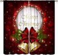 Christmas Glitter Jingle Bells Curtains - Festive 84x84 Drapes