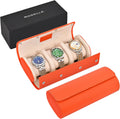 Genuine Leather Watch Roll Travel Case for 3 Watches - Luxury