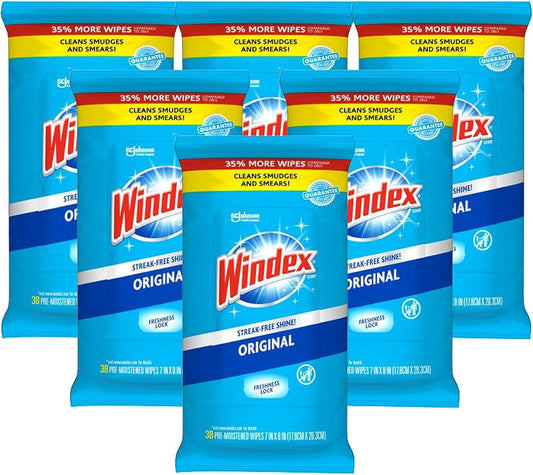 Windex Glass Cleaning Wipes for Streak-Free Shine and Freshness