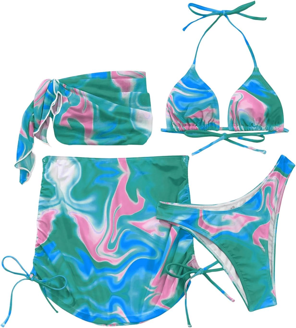 COZYEASE Women's 4 Piece Swimsuits Sexy Bikini Sets for Summer