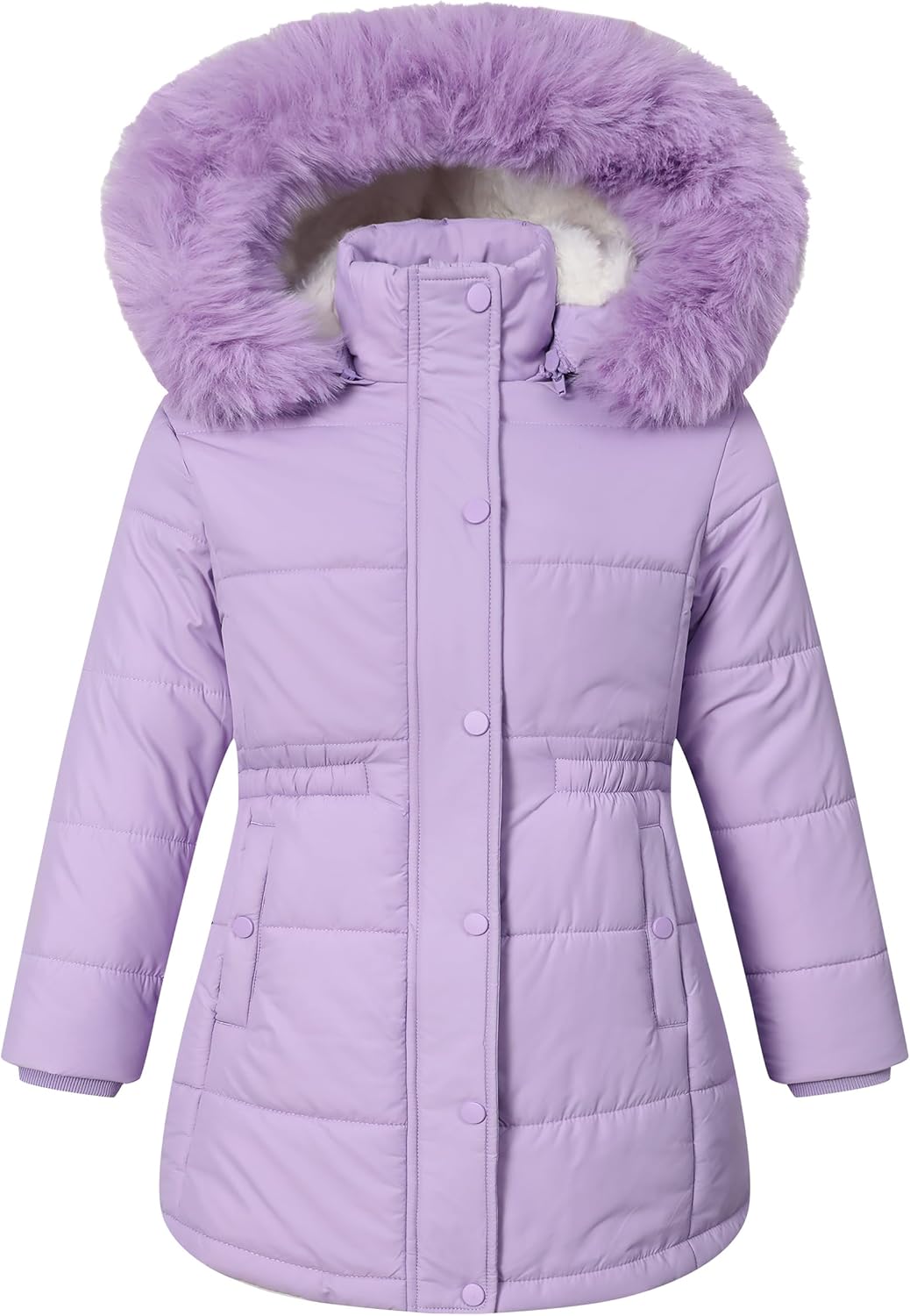 Girls Winter Jacket Long Puffer Coat with Removable Hood