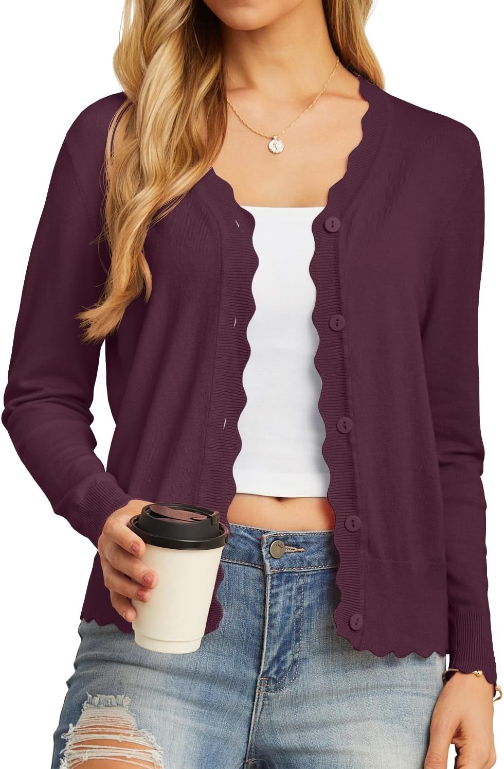 GRECERELLE Women's Long Sleeve V-Neck Cardigan for Stylish Comfort