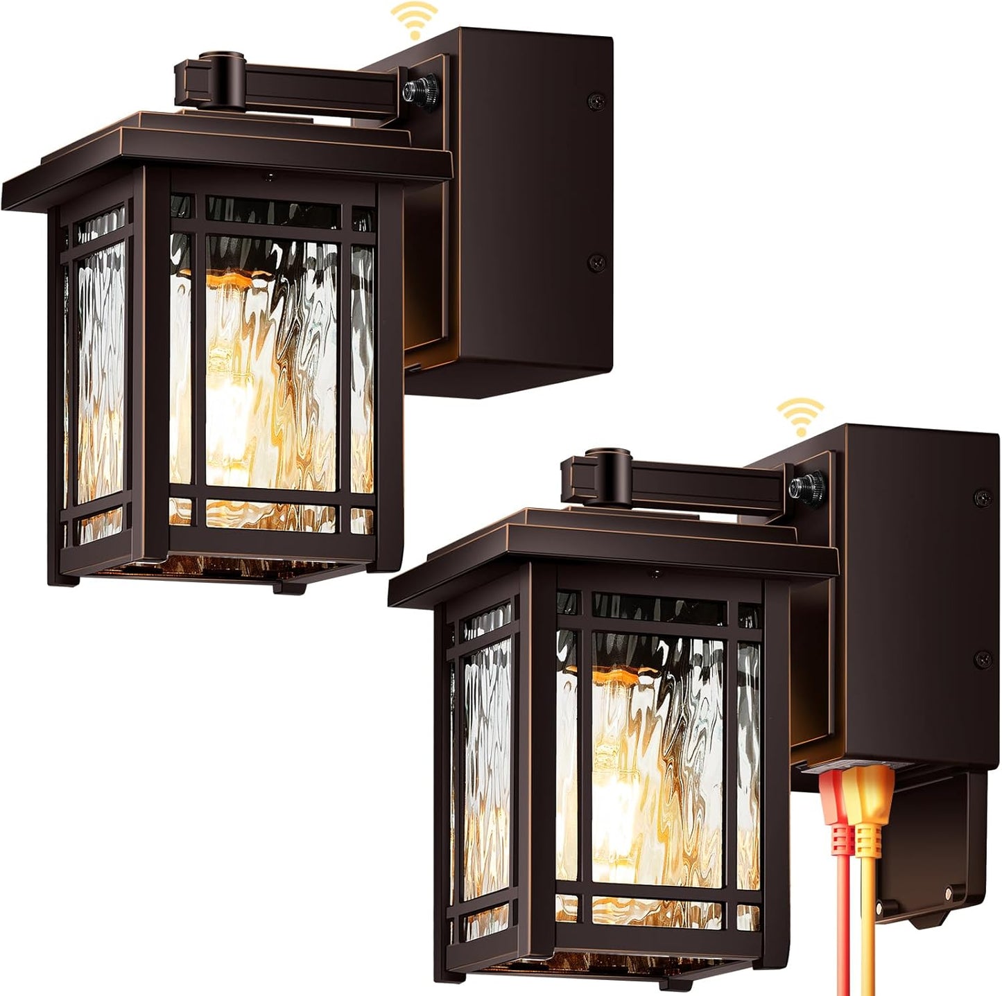 2-Pack Front Porch Lights with GFCI Outlet for Modern Homes