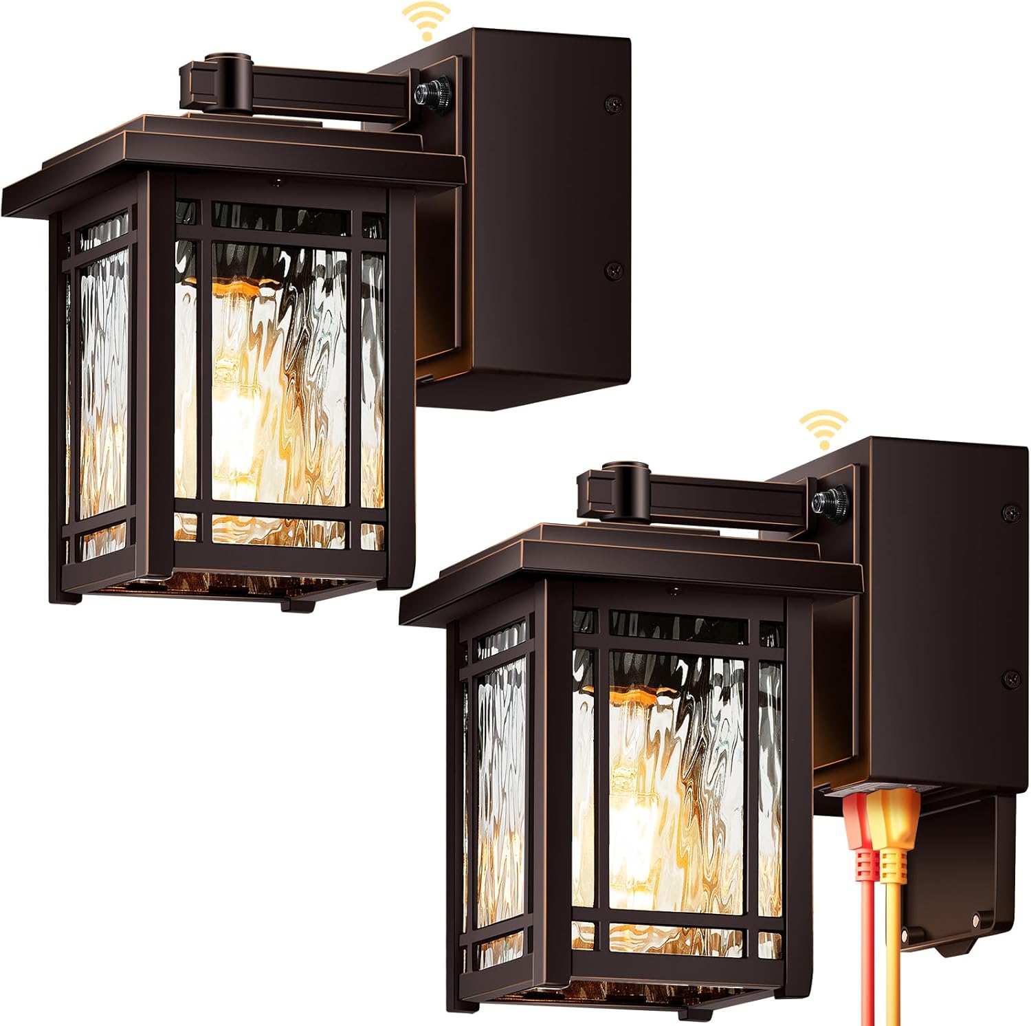 2-Pack Front Porch Lights with GFCI Outlet for Modern Homes
