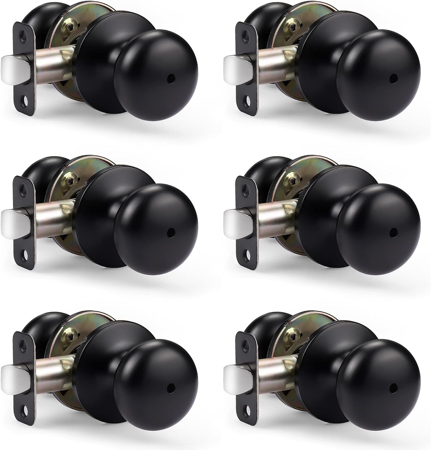 KNOBWELL Matte Black Privacy Door Knob Set for Interior Doors