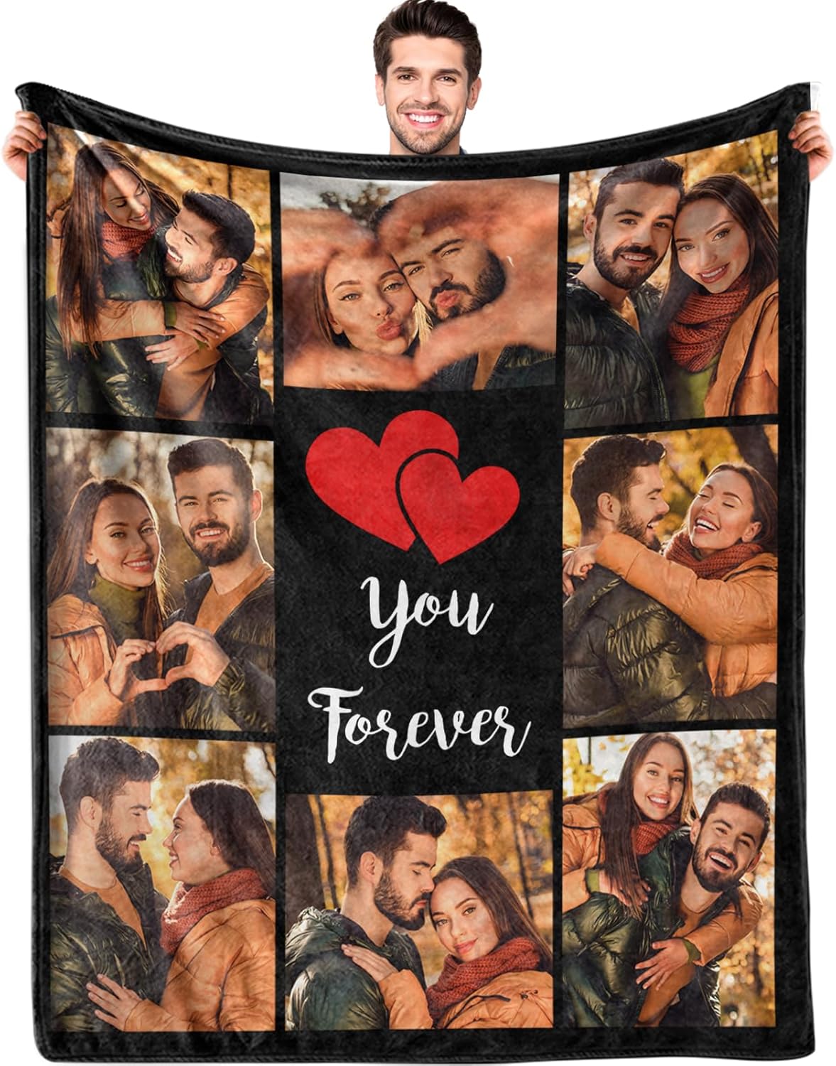 Custom Photo Collage Blanket Personalized Throw for Couples