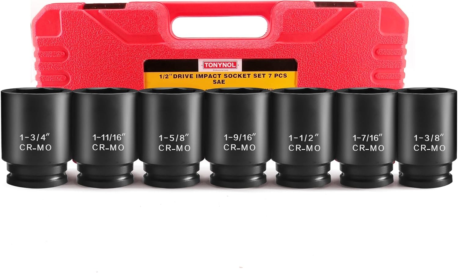 1/2 Drive Deep Impact Socket Set - Heavy Duty 7 PCS Cr-Mo