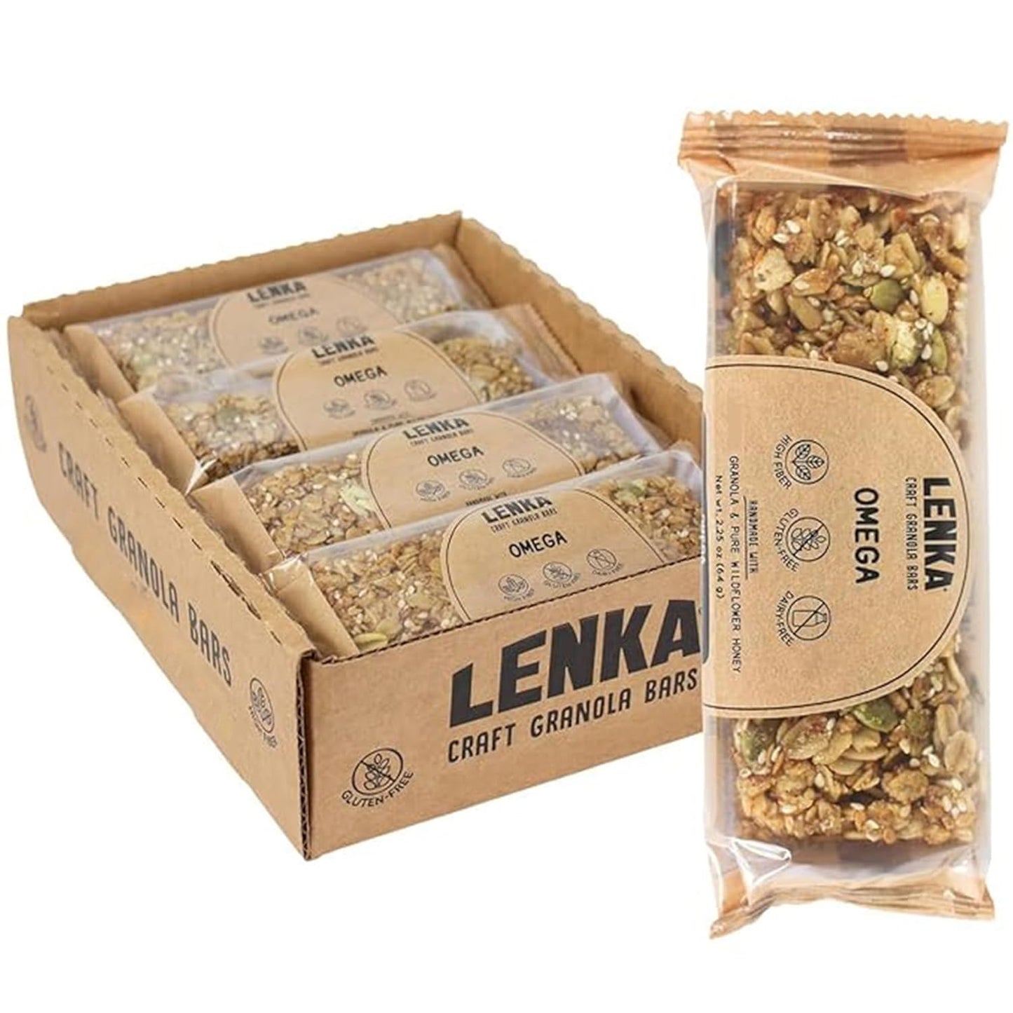 Lenka Omega Snack Bars - Gluten Free, High Fiber, Wholesome Treats