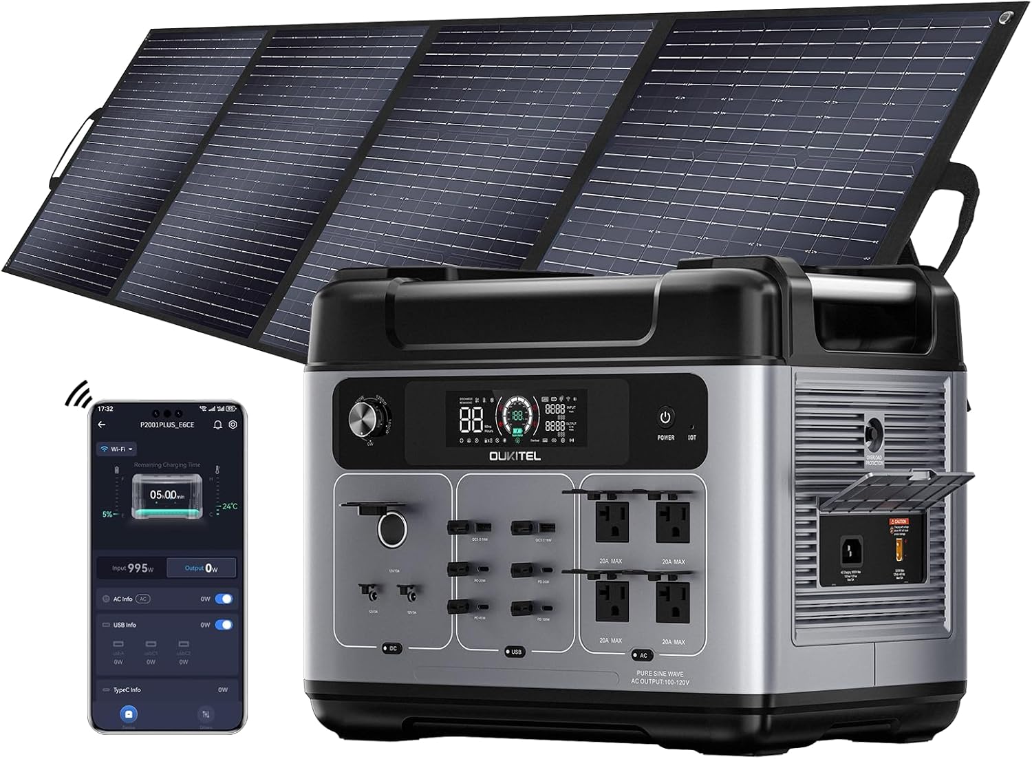 Keenergy Solar Power Station: 2400W, 2048Wh Capacity, 4 AC Outlets