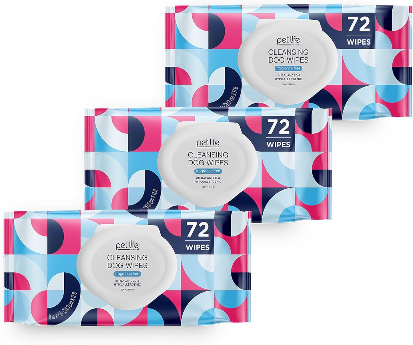 USA-Made Fragrance-Free Dog Wipes - Moisturizing with Aloe - 72ct x3