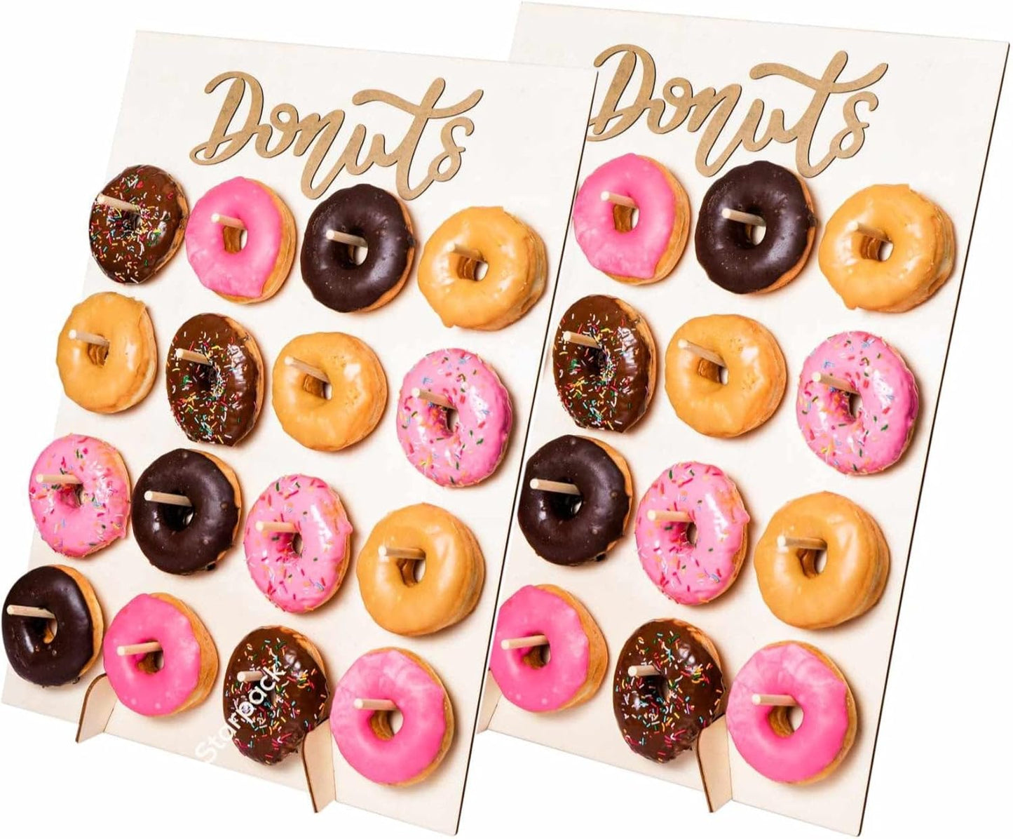 Premium Donut Wall Stand for Party - 2 Pcs Wooden Display