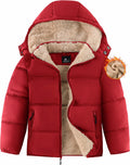 Boy's Winter Coat Heavyweight Puffer Sherpa Lined Hooded Jacket - Warm
