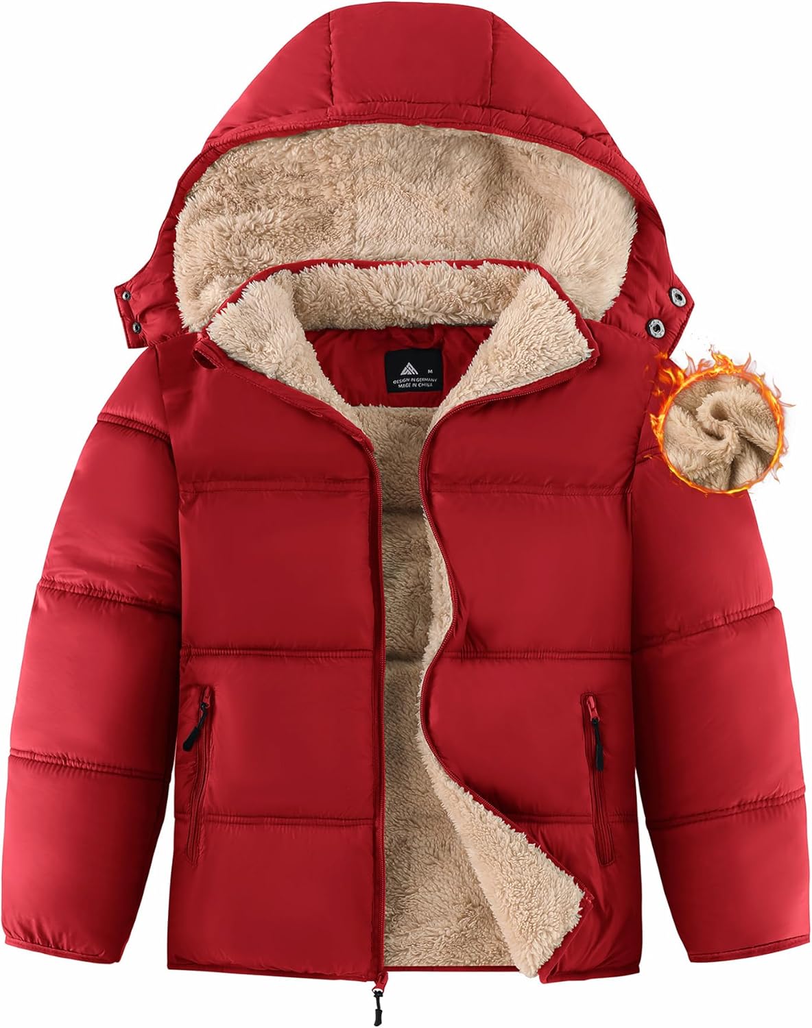 Boy's Winter Coat Heavyweight Puffer Sherpa Fleece Lined