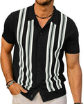 PJ PAUL JONES Mens Polo Shirts Vintage Striped Knitted Polo - Retro up