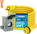 20 ft 30 Amp Generator Cord and Power Inlet Box Kit - Reliable