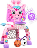 Move2Play Giraffe Basketball Hoop & Soccer Goal Activity Center - Fun