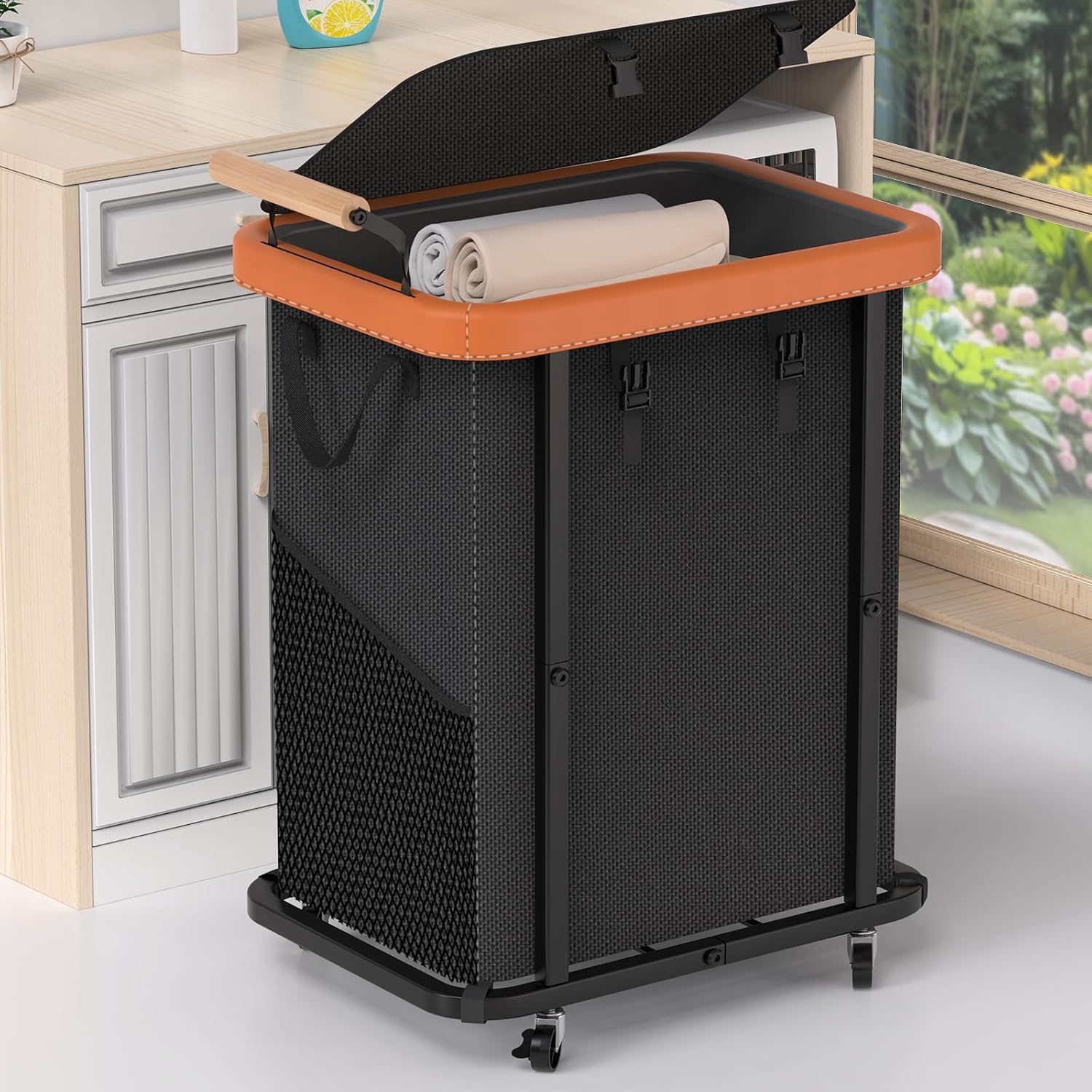 150L High-Grade Fashion Laundry Basket with Wheels for Home