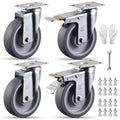 5 Inch Caster Wheels Set of 4 Heavy Duty with Brake - 3000Lbs Capacity