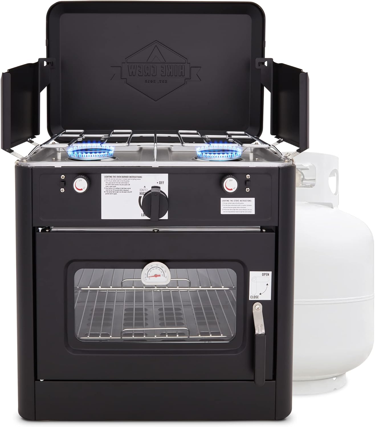 Hike Crew Portable Gas Oven | Dual Burner with Auto Ignition